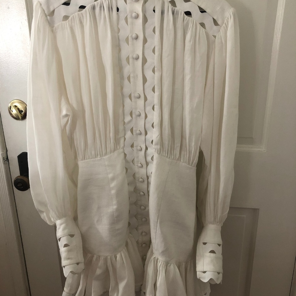SOLD ♥️ ZIMMERMANN Ninety-Six Wave-Trim Mini Dress - Picture 6 of 8